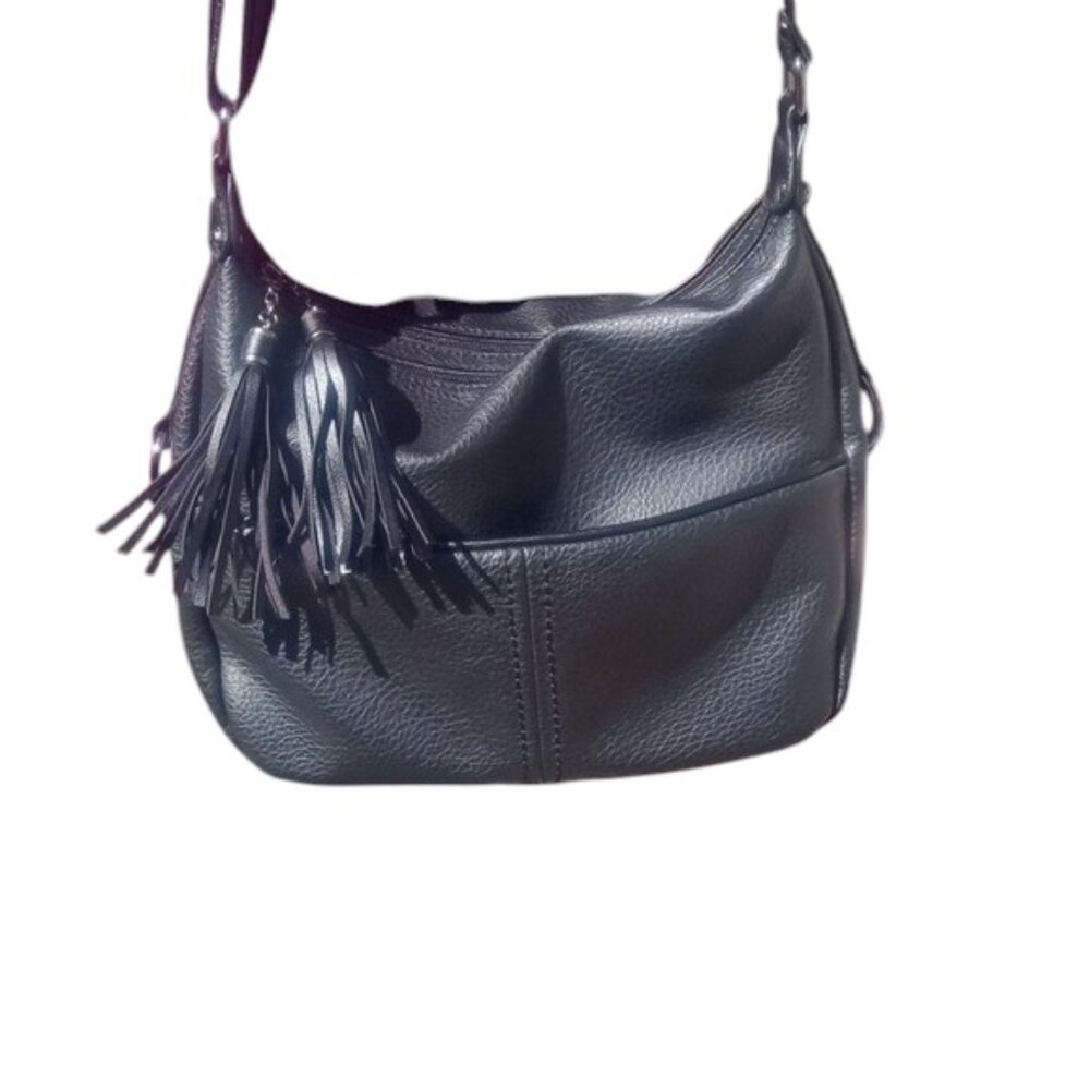 Jenny Fairy | Black Double Zip Top | Adjustable Shoulder/Crossbody Bag | Vegan